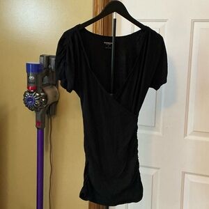 Express Elegant Black Wrap Top